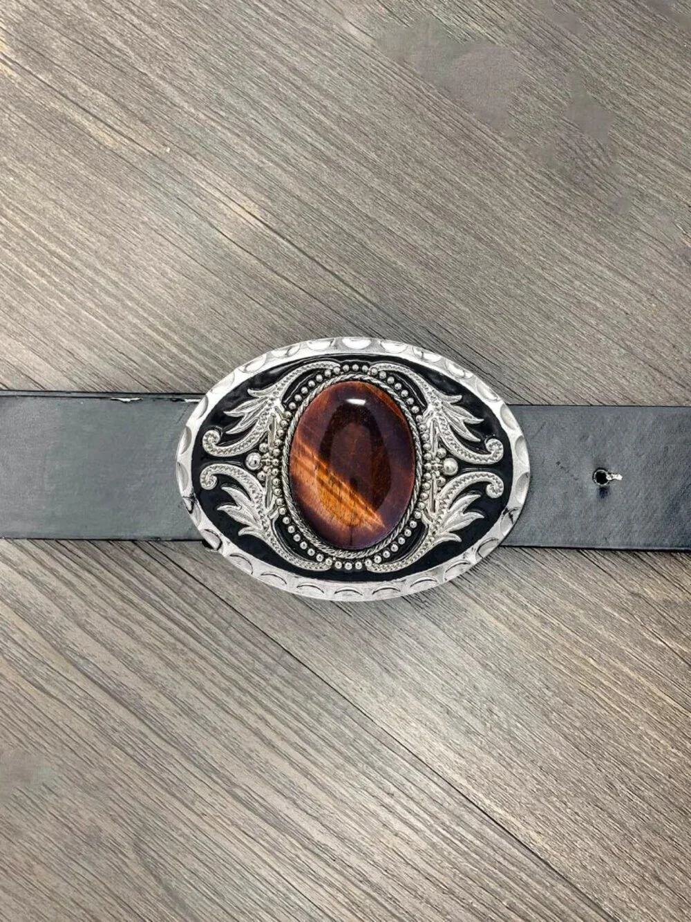 Men's Tiger Eye Vintage American Western Cowboy Turquoise Stone Belt Buckle